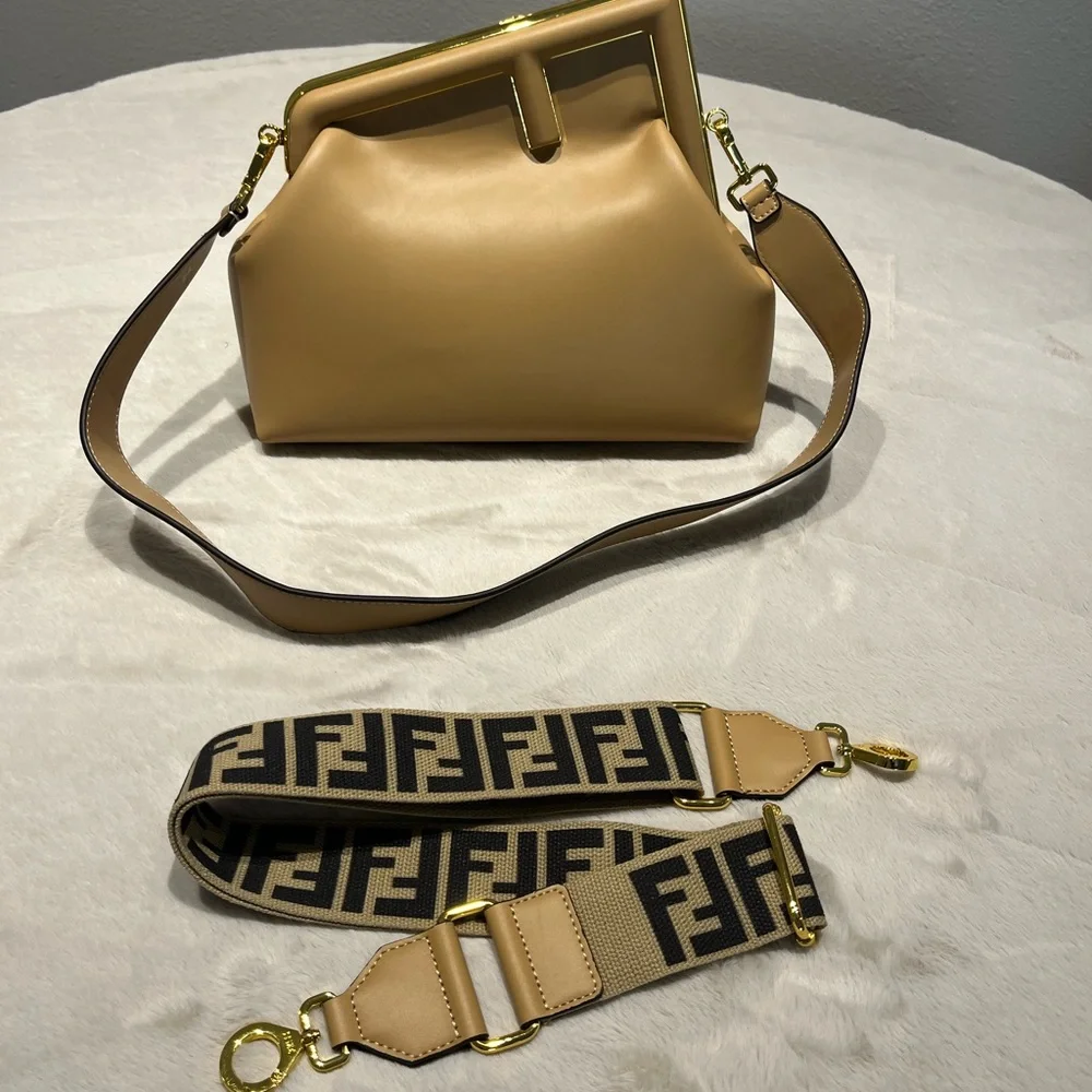 Fendi Beige Crossbody Bag with Logo Strap - Picture 2 of 6